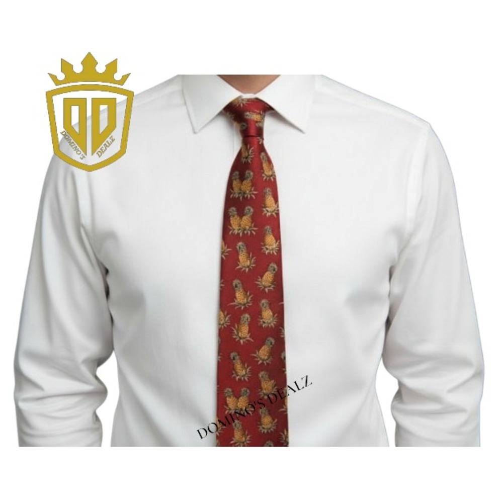 Pineapple Silk Tie Maroon Tropical Novelty Wide 4.2" Resort Tommy Bahama